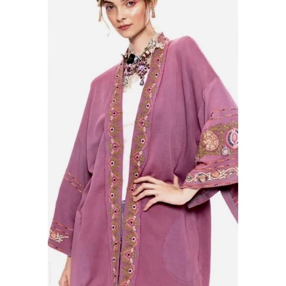 ARATTA SILENT JOURNEY‎ Juliette Beaded Embellished French Terry Kimono Jacket S